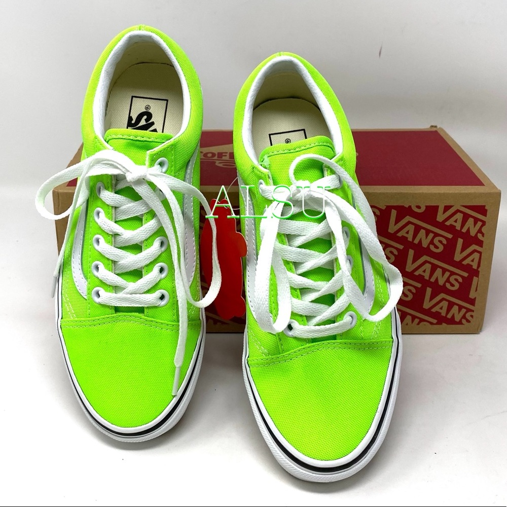 VANS Old Skool Neon Green Casual Canvas Shoes Women Size 6.5 Skate VN0A4U3BWT5 - Picture 7 of 12